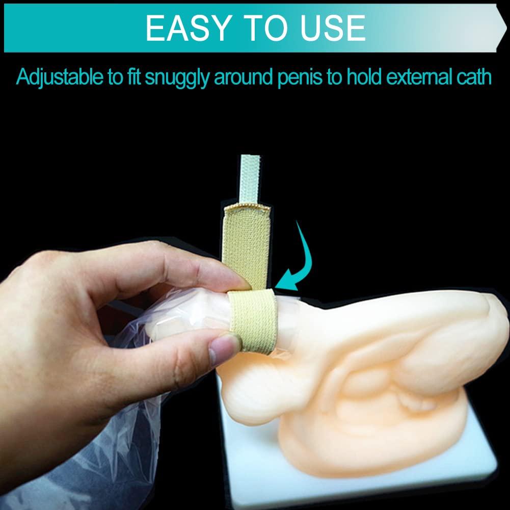 EaseCare Male External Catheter Strap Leak Free Penile Clamp Fully Adjustable Urinary Sheaths Fixer Band for Prostate Surgery Prostatectomy Reusable Washable Incontinence Supplies(Pack of 20)