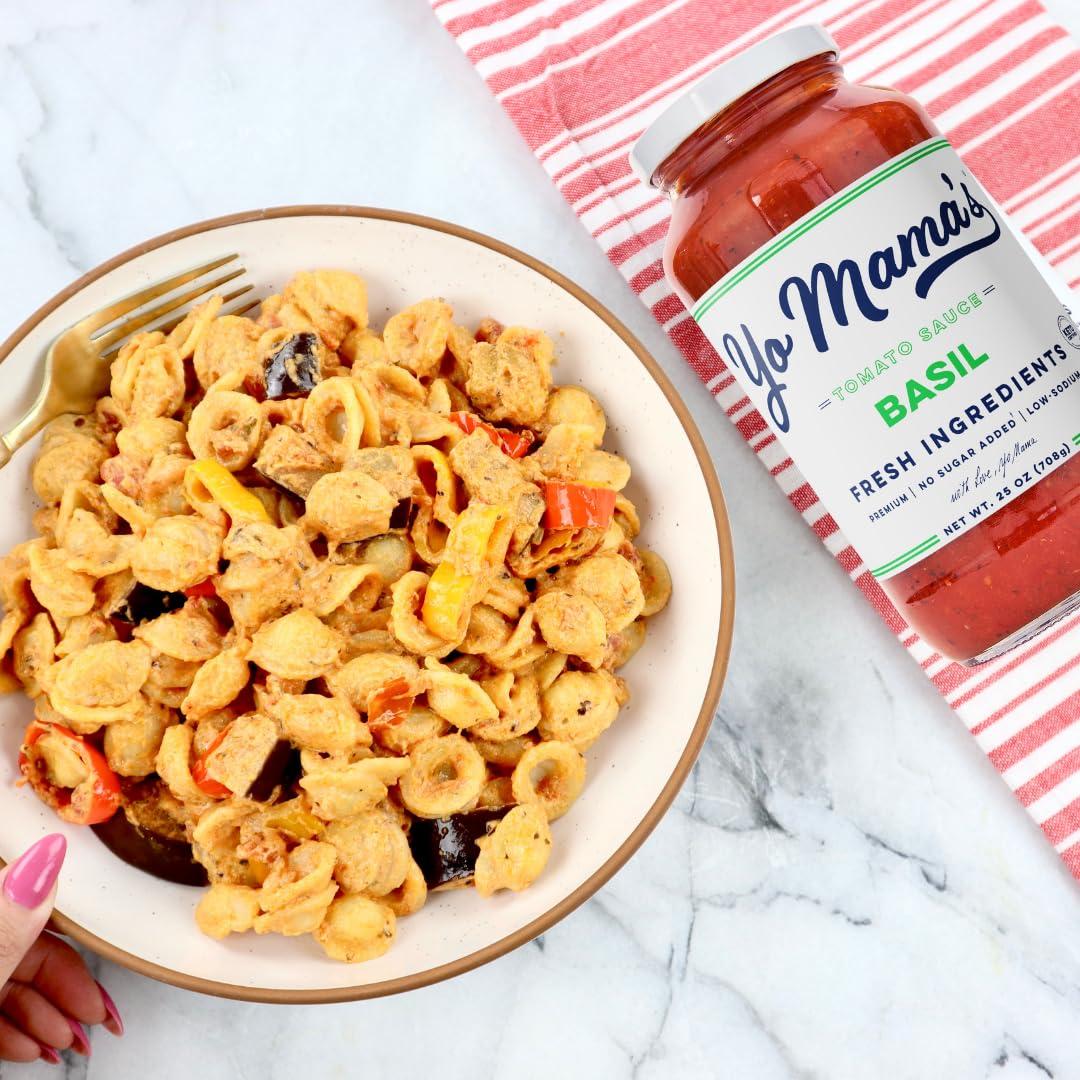 Yo Mama’s Foods Yo Mama\'s Foods Keto Tomato Basil Pasta and Spaghetti Sauce - Pack of (3) - No Sugar Added, Low Carb, Low Sodium, Vegan, Gluten Free, Paleo Friendly, and Made with Whole, Non-GMO Tomatoes
