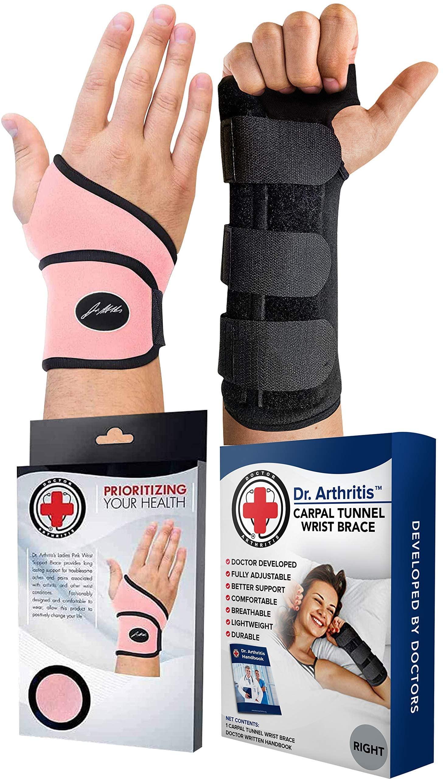 Dr. Arthritis Dr. Arthritis Bundle: Wrist Support (Pink) + Carpal Tunnel Wrist Brace (Right)