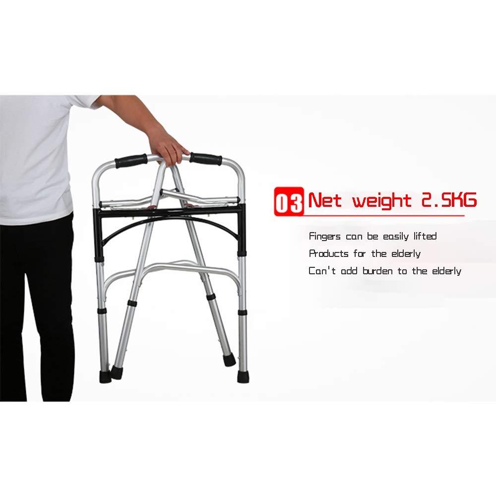 Bseack Bseack Rollator Walker Folding Travel Walker for Seniorswith Wheels Compact Walker Adjustable Hight with Handbrake Aluminum Walking Frame (Color : Standard)