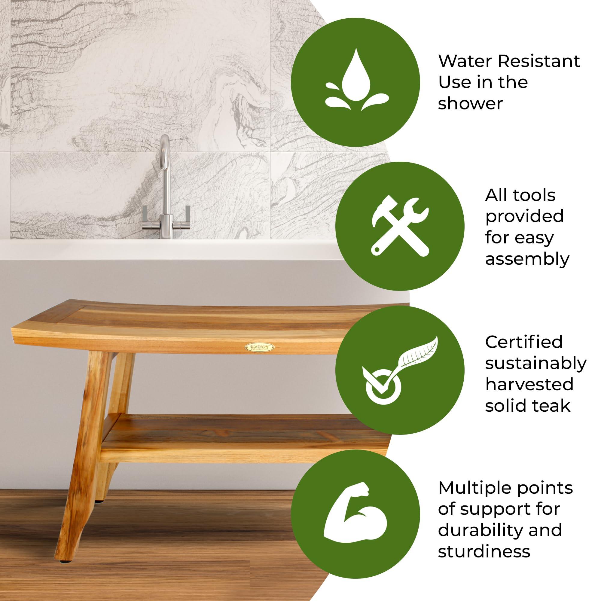 EcoDecors EcoDecors Serenity Shower Stool with Satori Teak Shower Stool