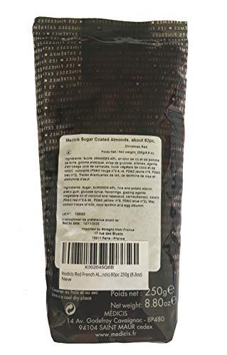 MEDICIS Medicis Premium Candied Almond Dragees (French Jordan Almonds) Sugar Coated Candies Ideal as a Party Favor for Weddings and Baby Showers 75 count bag 8.8oz (Red)
