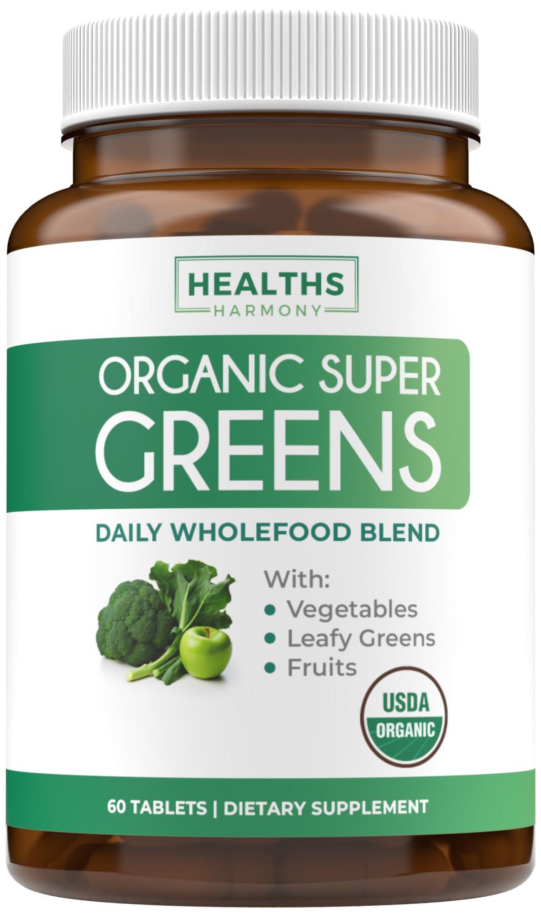 Healths Harmony Super Greens & Vitamin C (1-Month Supply) Greens & C Synergy Bundle of Organic Super Greens Powder - Complete Superfood (60 Capsules) & & Vitamin C Immune Support (60 Vegetarian Caps)(Non-GMO)