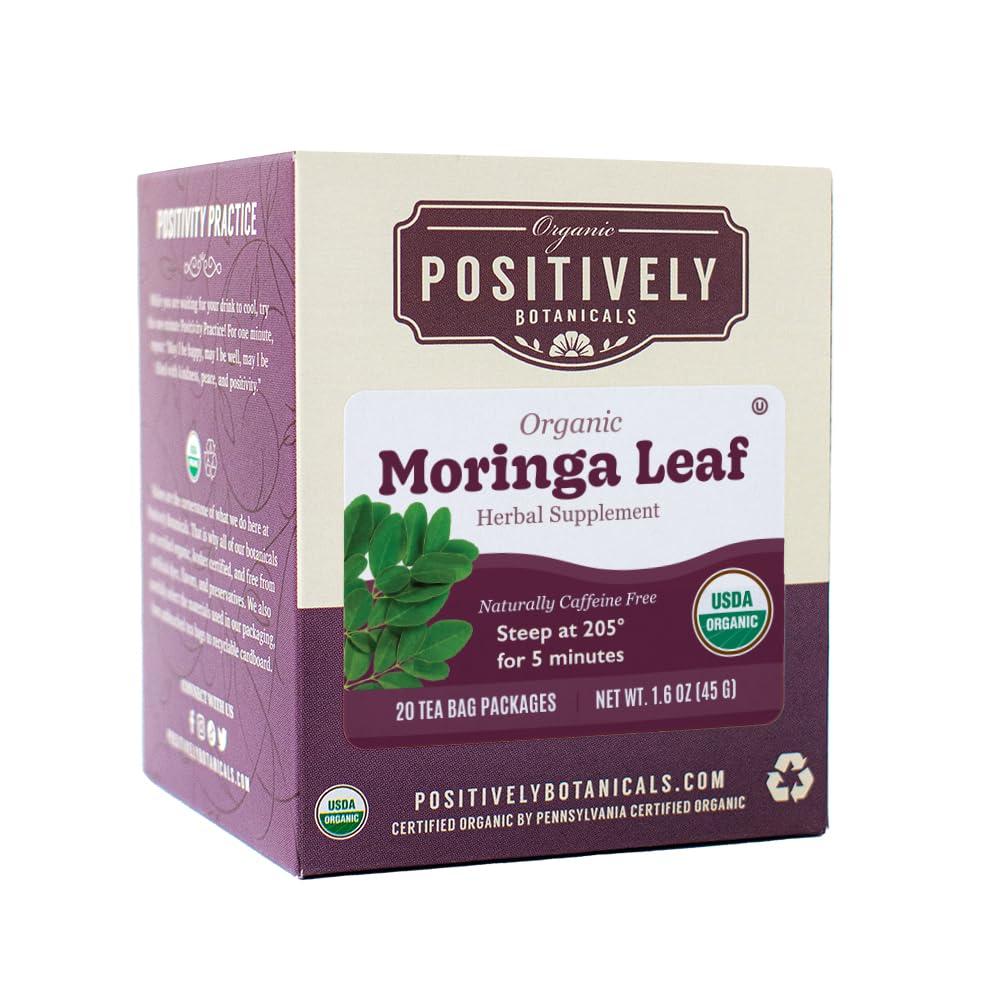 Organic Positively Tea Company Organic Positively Botanicals Company, Moringa Leaf Herbal Tea Bags, 20 Count