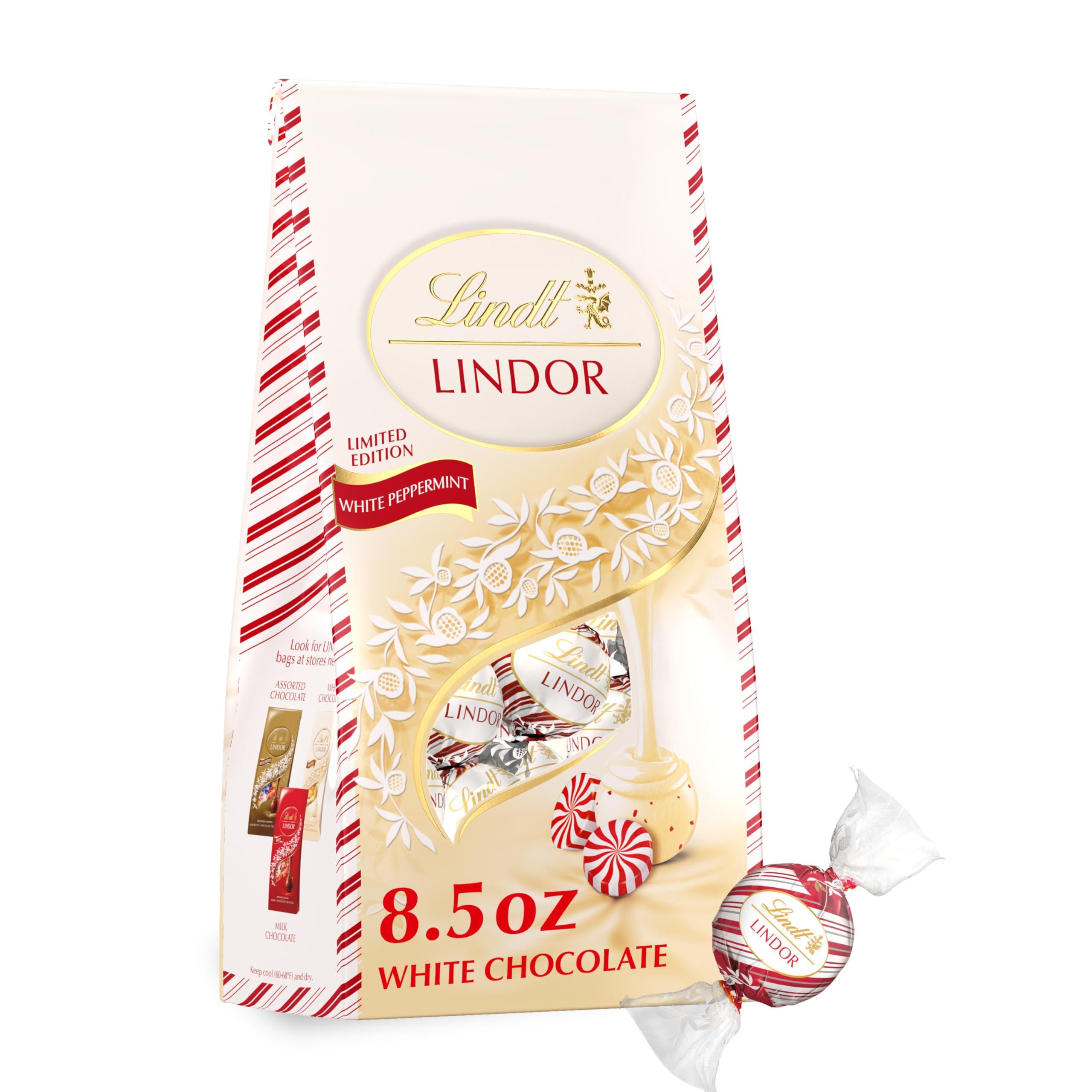 Lindt Lindt LINDOR White Chocolate Peppermint Truffles, White Chocolate Candy with Smooth Peppermint Truffle Center, 8.5 oz. Bag