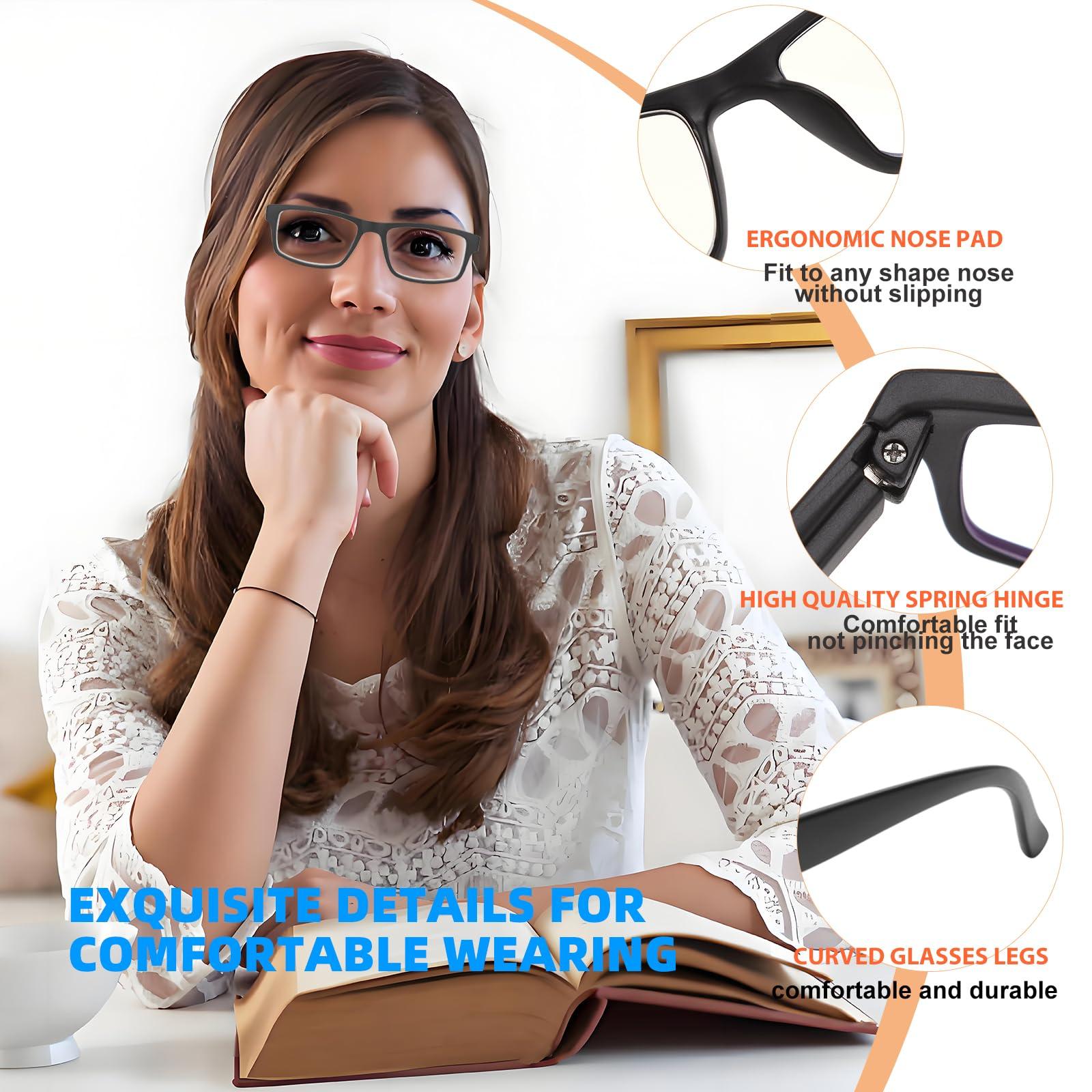 Kitchasy Kitchasy 2 Pack Reading Glasses, Classic Black Frames Blue Light Blocking Readers,Filter UV Ray/Glare Computer Reading Glasses, Lightweight Spring Hinges Eyeglasses for Women Men(2-pack Black,2.0)