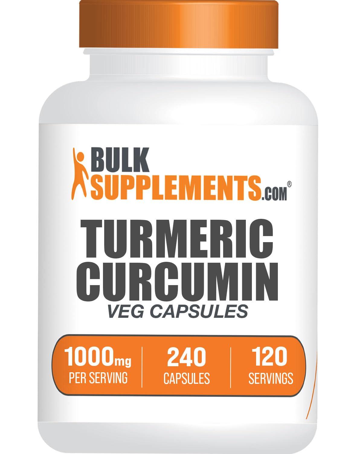 BULKSUPPLEMENTS.COM BulkSupplements.com Turmeric Extract Capsules - Turmeric Supplement, Turmeric Curcumin Supplement 1000mg - Gluten Free, 2 Capsules per Serving, 240 Veg Capsules (Pack of 1)