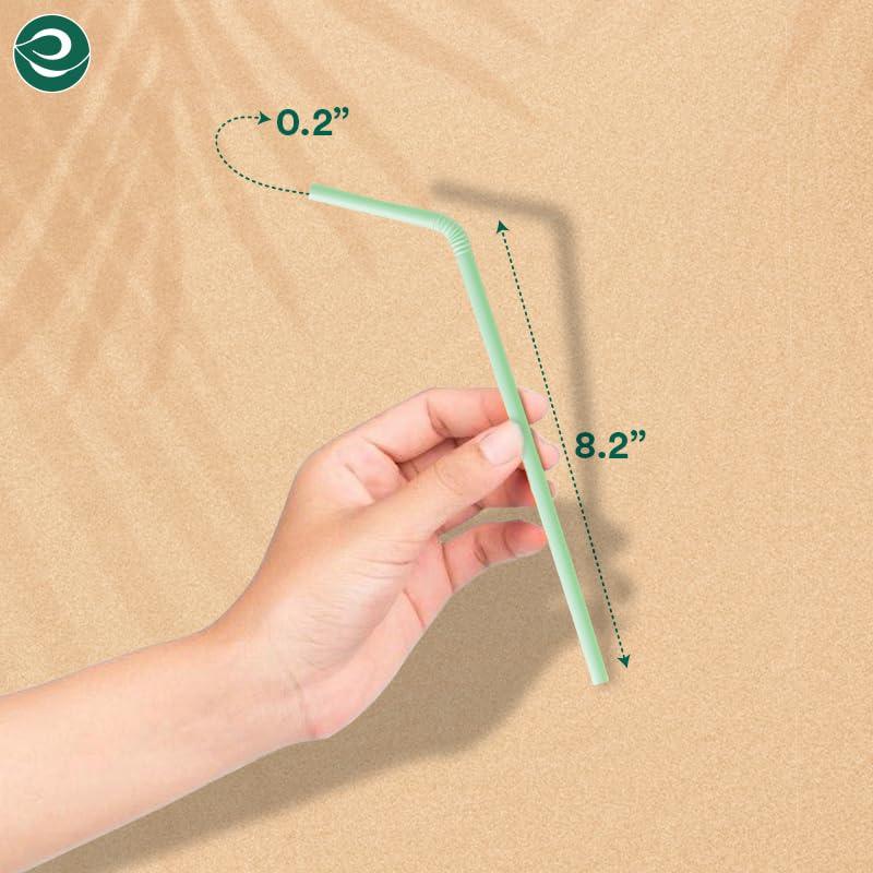 ECO SOUL ECO SOUL 100% Compostable Straws [100 Count][8.25\"] Eco-Friendly Biodegradable Sustainable Disposable Straws, Cocktail Cold Drink Smoothie Bendable Straws