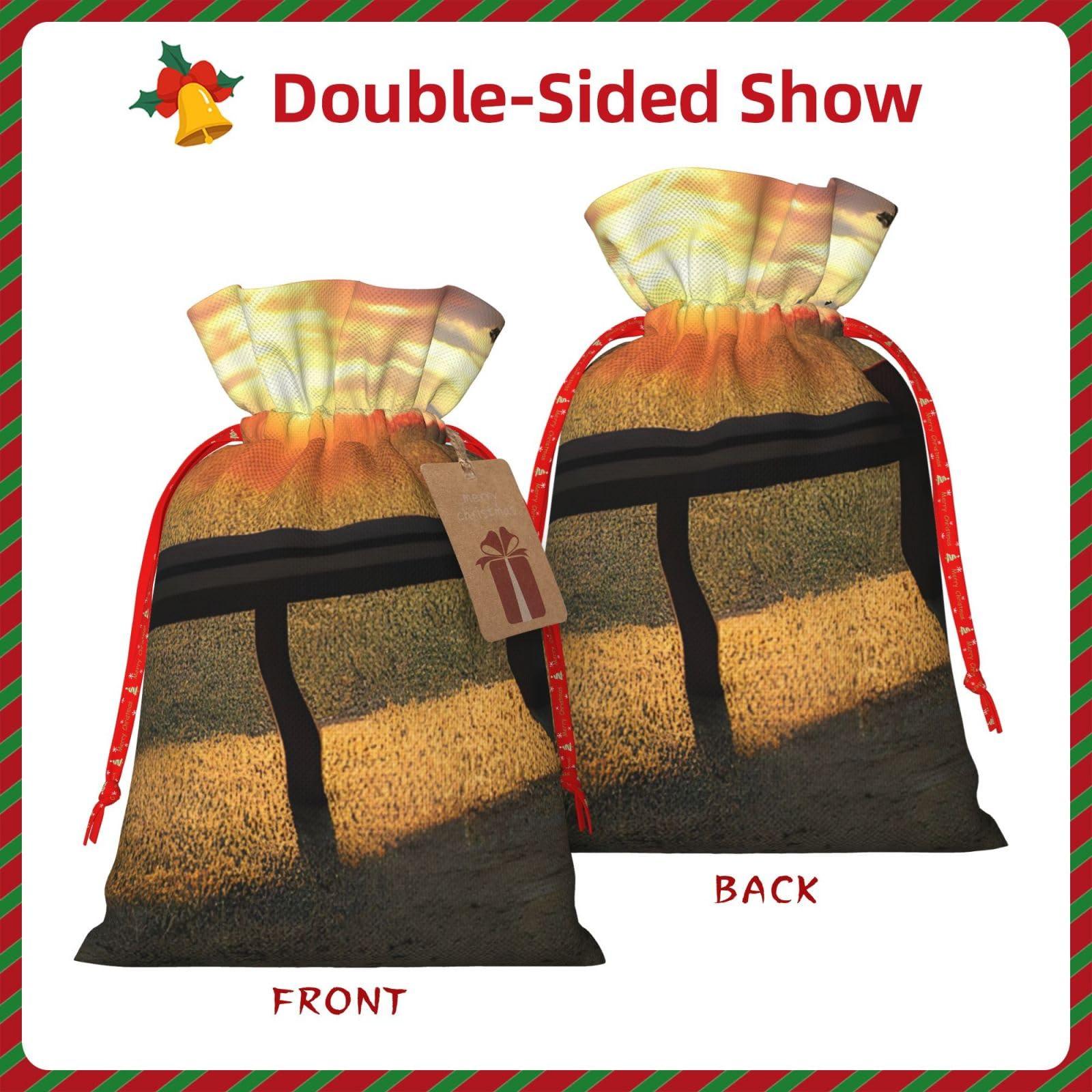 SSIMOO Lonely Bench Sunset Reusable Christmas Gift Bags,Elegant Artistic Craft,Your Go-To Solution For Gift Packaging