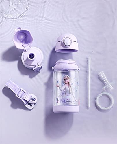 Everyday Delights Everyday Delights Frozen Elsa Water Bottle Double Covers with Straw and Strap 520ml - Purple