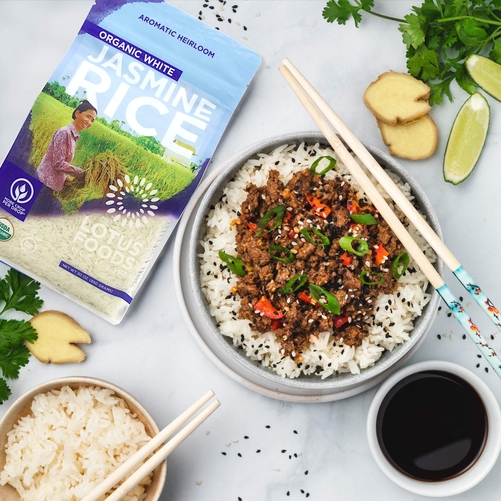 Lotus Foods Lotus Foods Organic White Jasmine Rice - Jasmine Rice, Gluten Free White Rice, Organic Rice, Long Grain Asian Sticky Rice, USDA Organic, Vegan, Gluten Free - 30 Oz (Pack of 6)