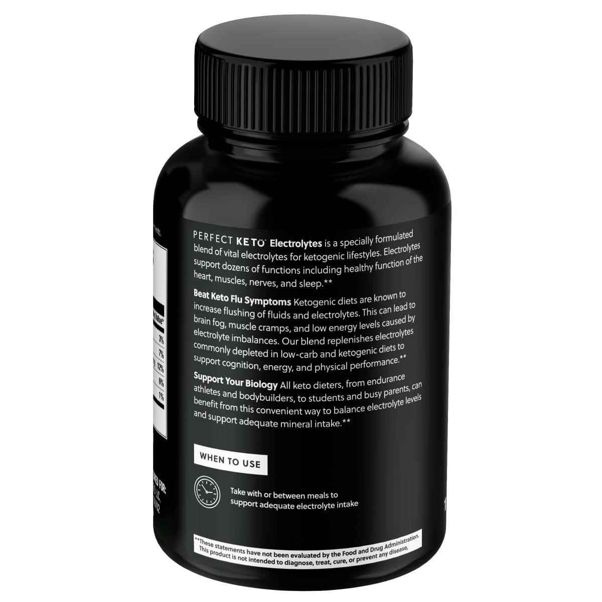 Perfect Keto Perfect Keto Electrolytes Capsules, Gluten Free, Electrolyte Supplement with Magnesium, Calcium, Potassium and Sodium, Hydration, Energy, Recovery and Immune Support, Unflavored, 120 Servings