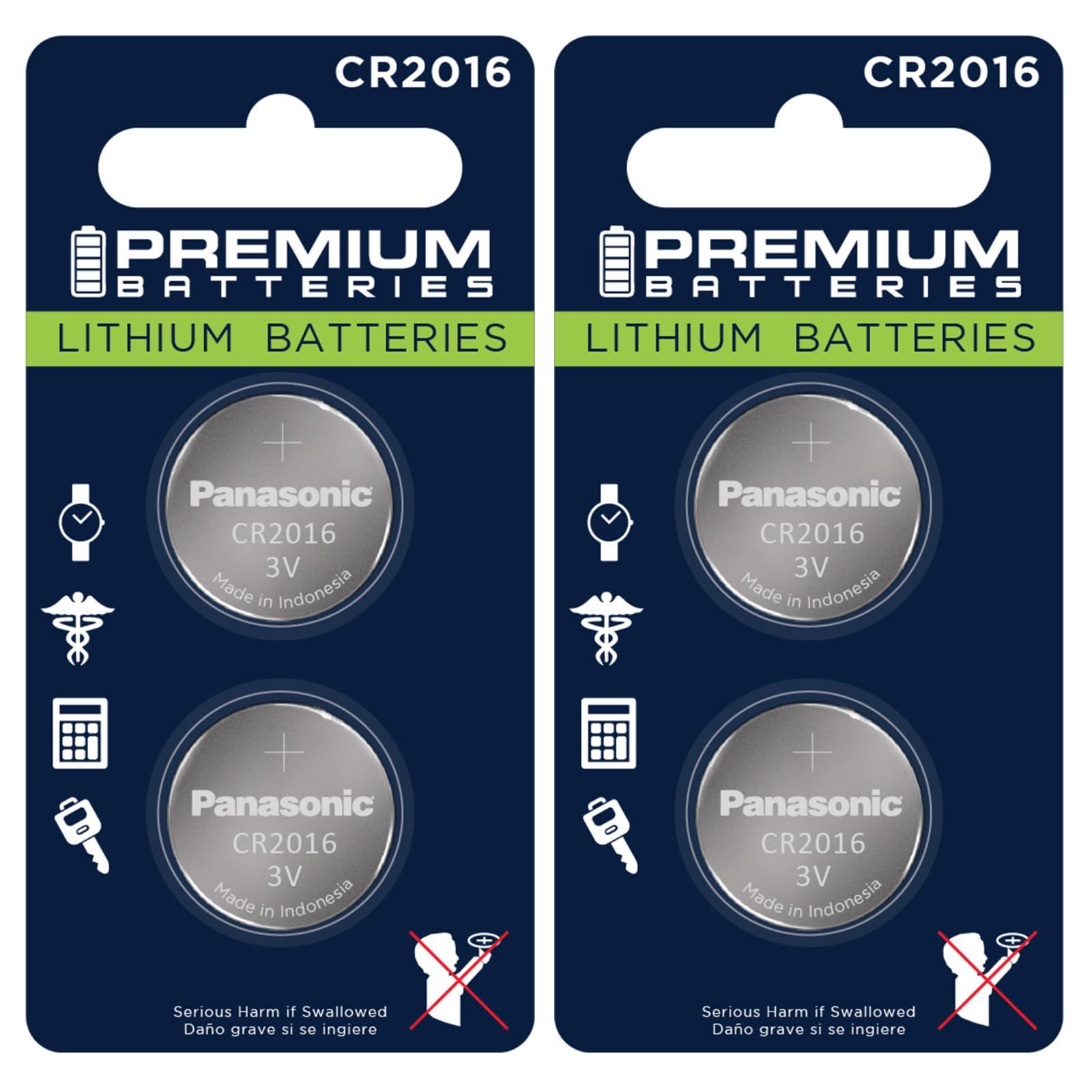 Premium Batteries Premium Panasonic CR2016 Lithium 3V Coin Cell - Japanese Engineered High Capacity Batteries (4 Pack)