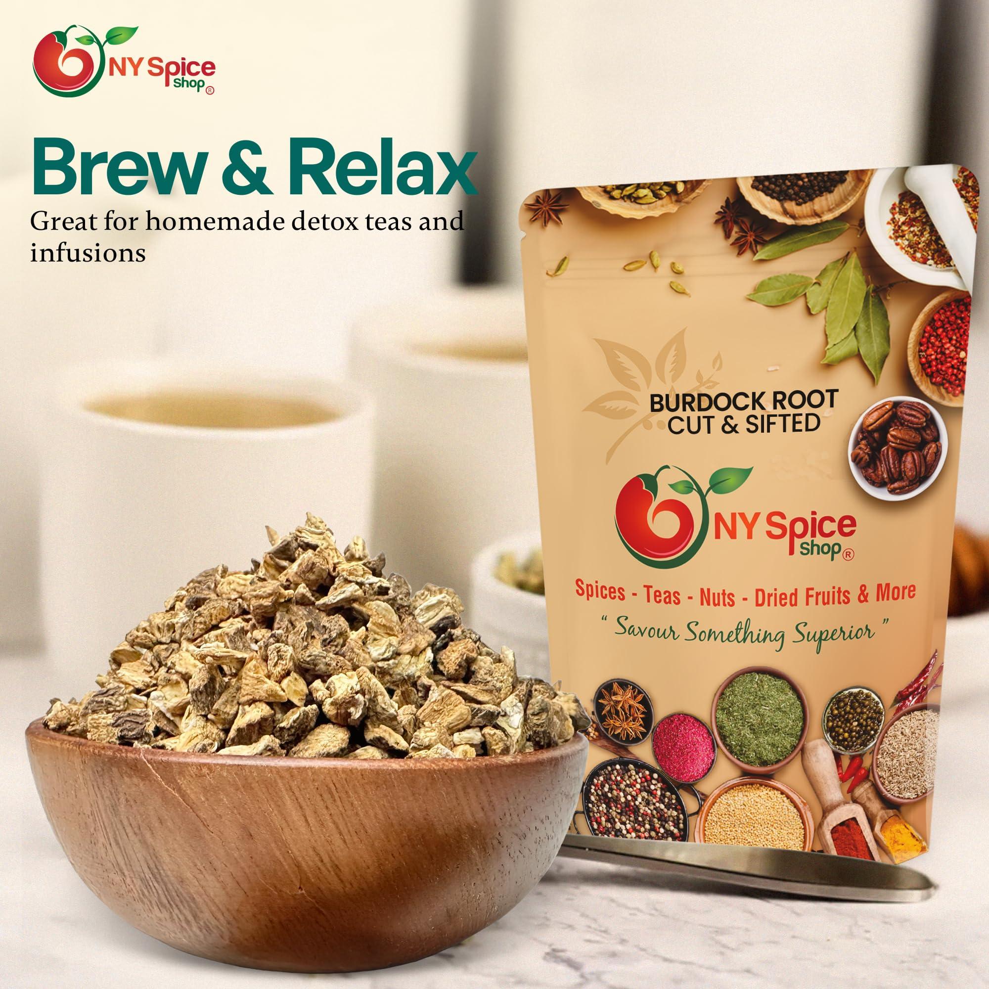 NY SPICE SHOP NY Spice Shop Dried Burdock Root Cut & Sifted - 1 Pound Fresh Burdock Root for Burdock Root Herbal Tea - Burdock Root Extract - Herbal Burdock Root Herb - Burdock Roots - Arctium Lappa L. Roots