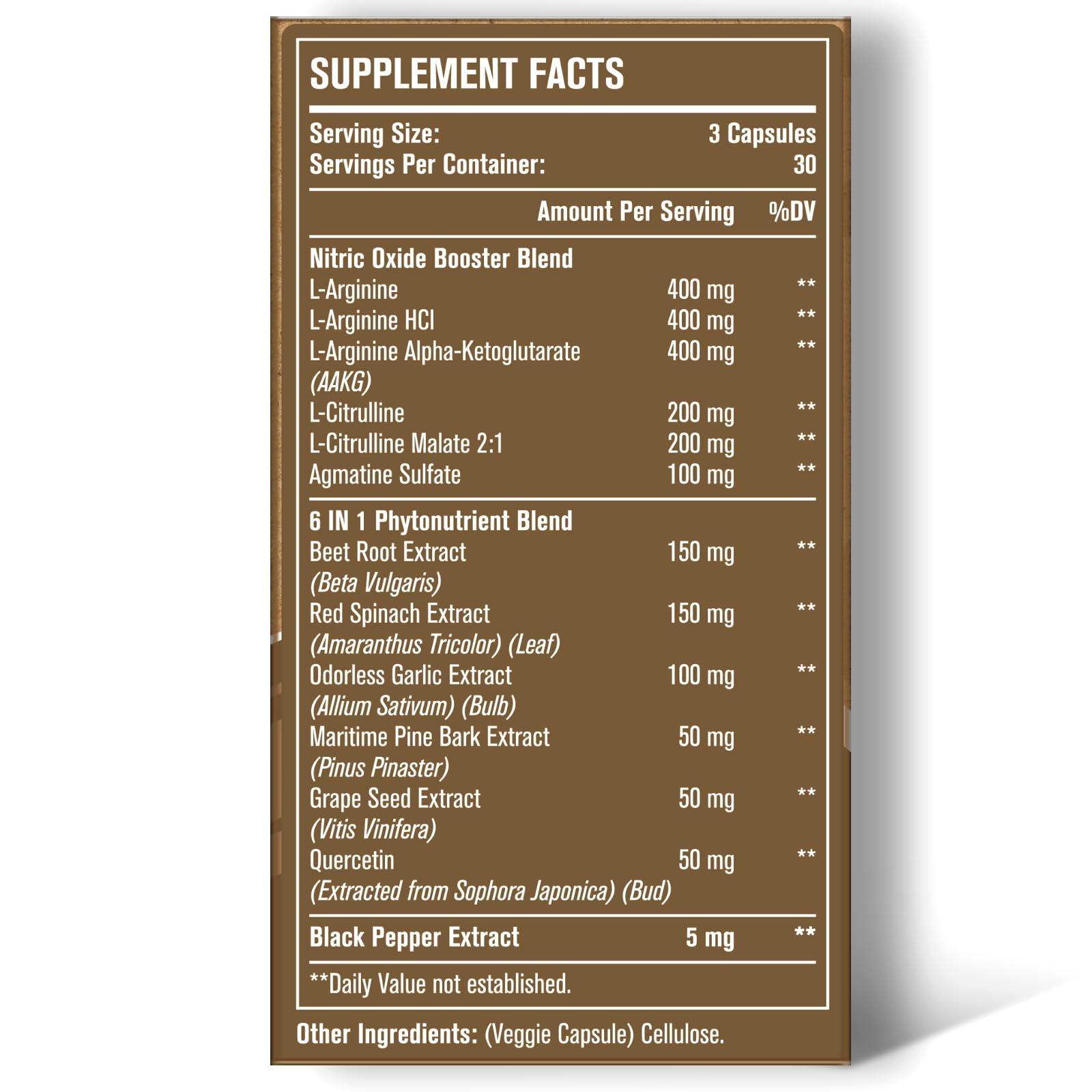 SehatiKu SehatiKu Nitric Oxide Supplement 2255 MG, Nitric Oxide Booster & 6-in-1 Phytonutrient Blend for Heart, Circulation, Immune - 90 Capsules (1 Bottle)