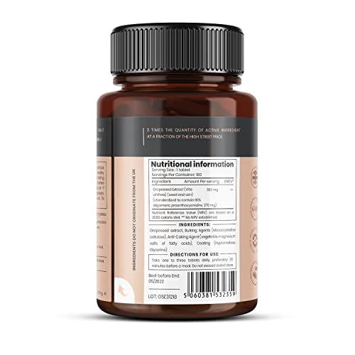 pureclinica pureclinica Grape Seed Extract 300mg x 180 Tablets - 90% Oligomeric Proanthocyanidins. 300% Stronger Than Regular Grape Seed.