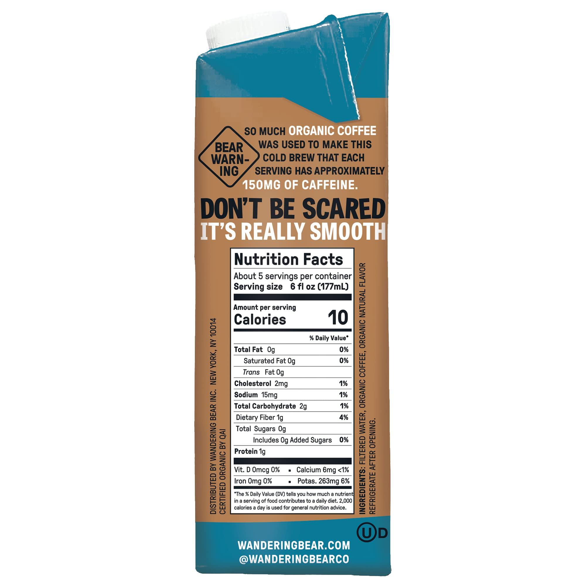 Wandering Bear Wandering Bear Organic Vanilla Cold Brew Coffee, 32 fl oz, 1 pack - Extra Strong, Smooth, Organic, Unsweetened, Shelf-Stable, and Ready to Drink Iced Coffee, Cold Brewed Coffee, Cold Coffee