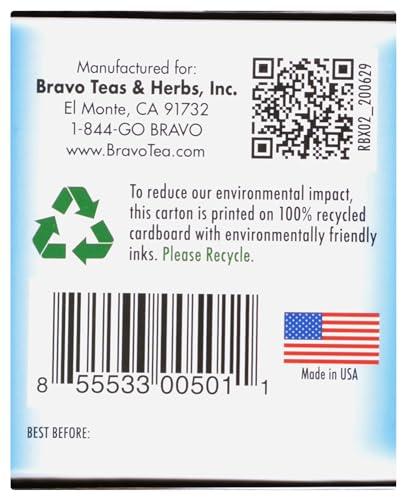 Bravo Tea Bravo Tea Sugar Level Herbal Tea with White Mulberry, Naturally Caffeine Free, Vegan Friendly, Gluten Free & Non-GMO, 20 Tea Bags (Pack of 6)
