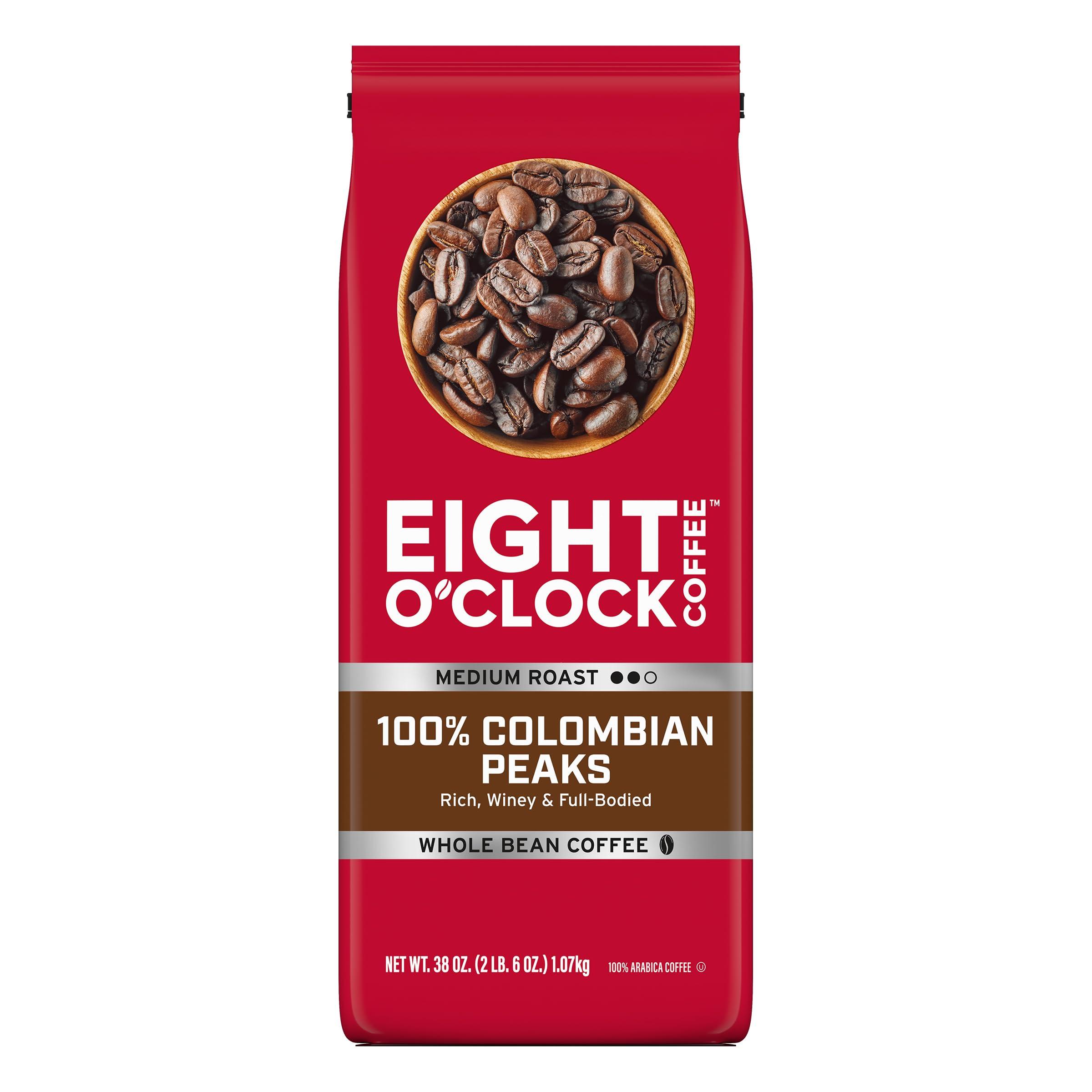 Eight O'Clock Coffee Eight O\'Clock Coffee 100% Colombian Peaks, 38 Ounce, (Pack of 1) Medium Roast, Whole Bean Coffee, Rich, Winey & Full Bodied