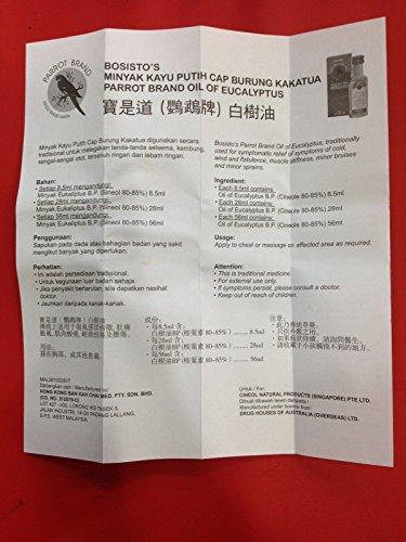 Parrot Brand Oil Parrot Brand Oil of Eucalyptus Triple Distilled 56ml for External Use Only