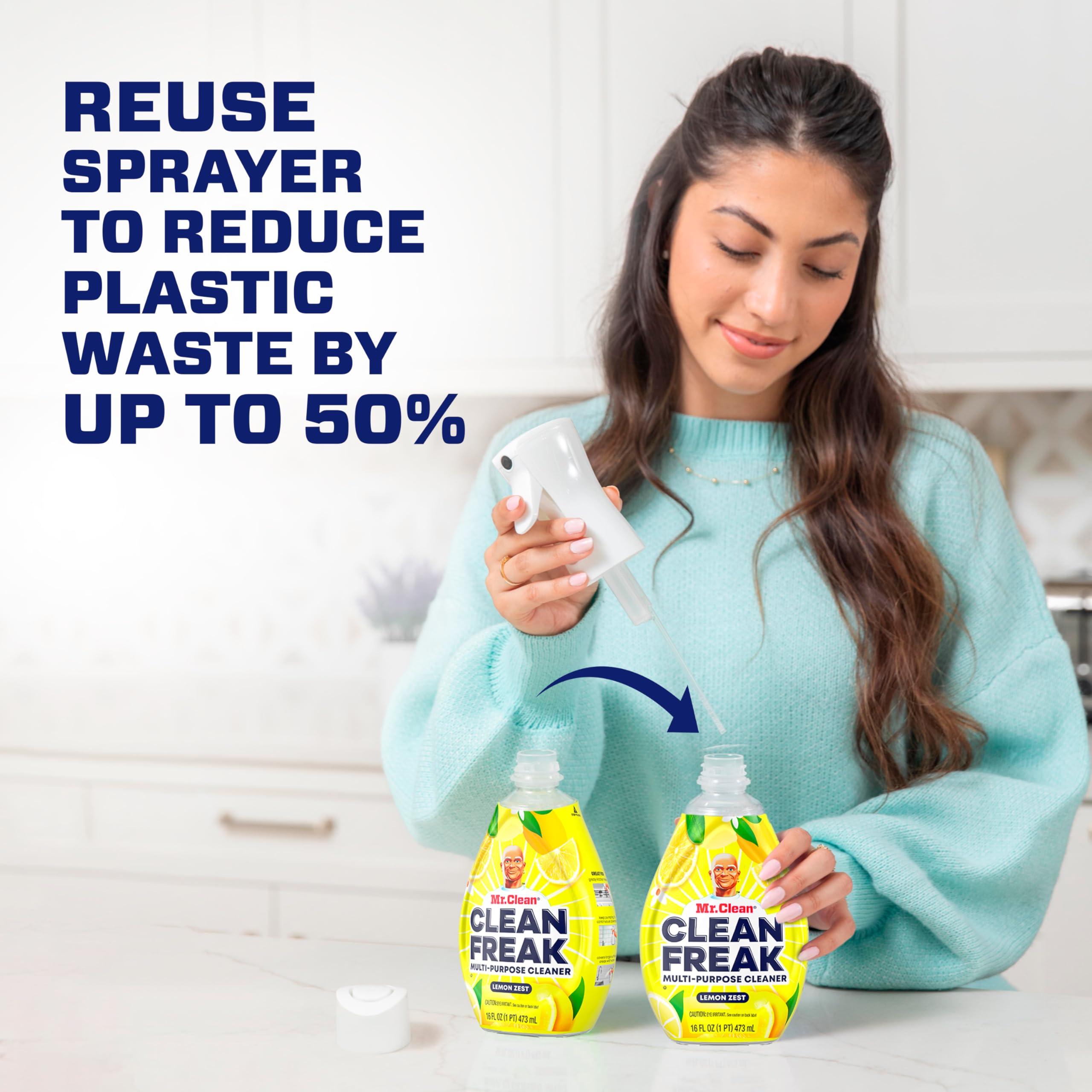 Mr. Clean Mr. Clean Clean Freak Multi Surface Cleaning Spray, Deep Cleaning Mist Starter Kit and Refill Bundle, Lemon Zest Scent, 64 fl oz