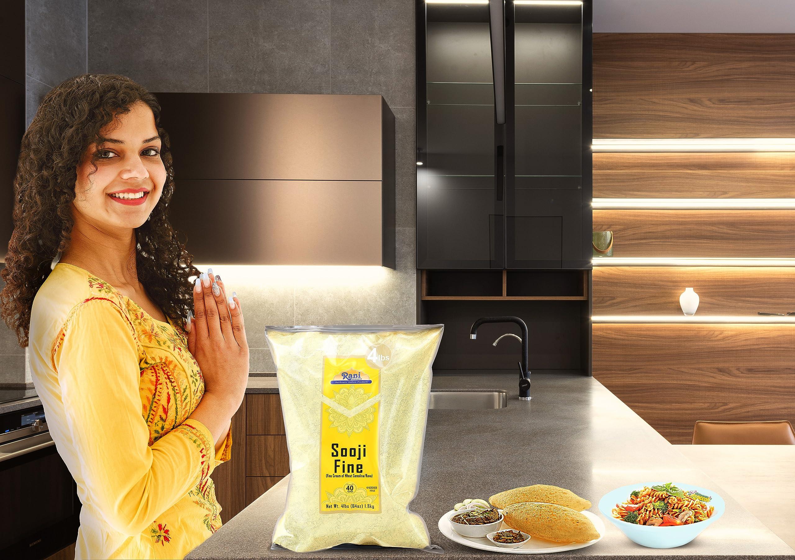 Rani Brand Authentic Indian Products Rani Sooji Fine (Farina, Suji, Rava, Wheat) Flour 64oz (4lbs) 1.81kg Bulk ~ All Natural | Vegan | NON-GMO | Kosher | Indian Origin