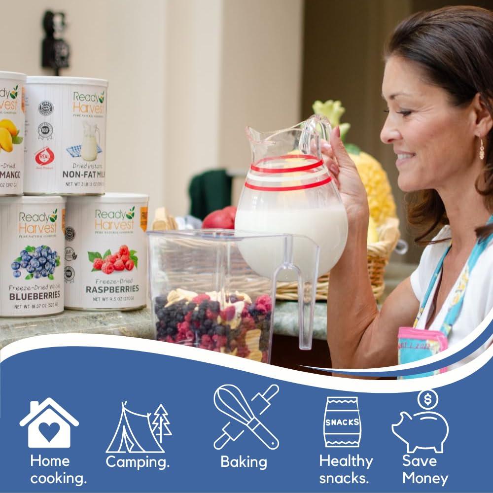 Ready Harvest Ready Harvest Dried Instant Non-Fat Milk Powder | Dry Powdered Milk | Bug Out Bag Food | Survival Food Emergency Food Supply #10 Can 25-Year Shelf Life 2 lbs