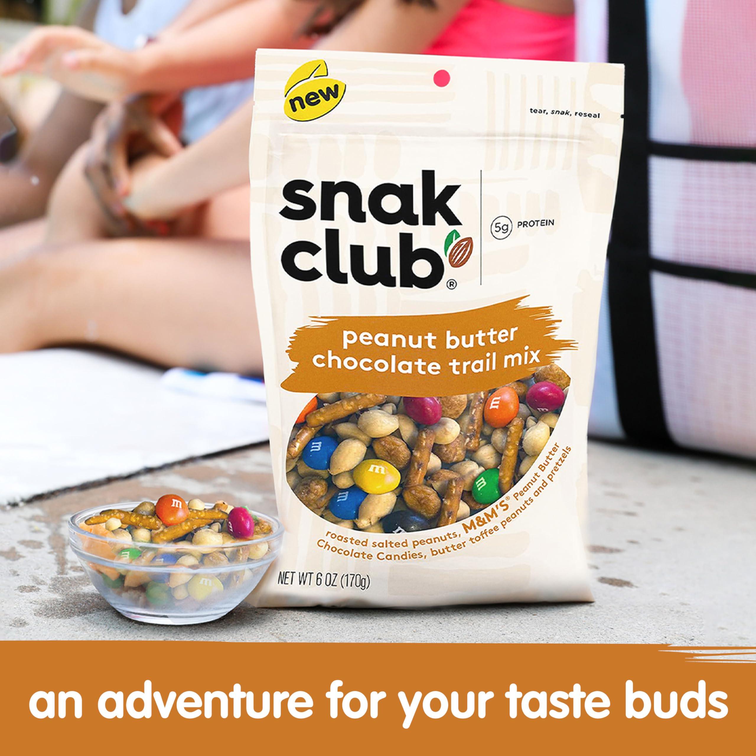 Snak Club Snak Club Peanut Butter Chocolate Trail Mix with Peanuts, Peanut Butter M&MS, Toffee Peanuts, and Pretzels, 6 oz Per Bag, 6 Resealable Bags