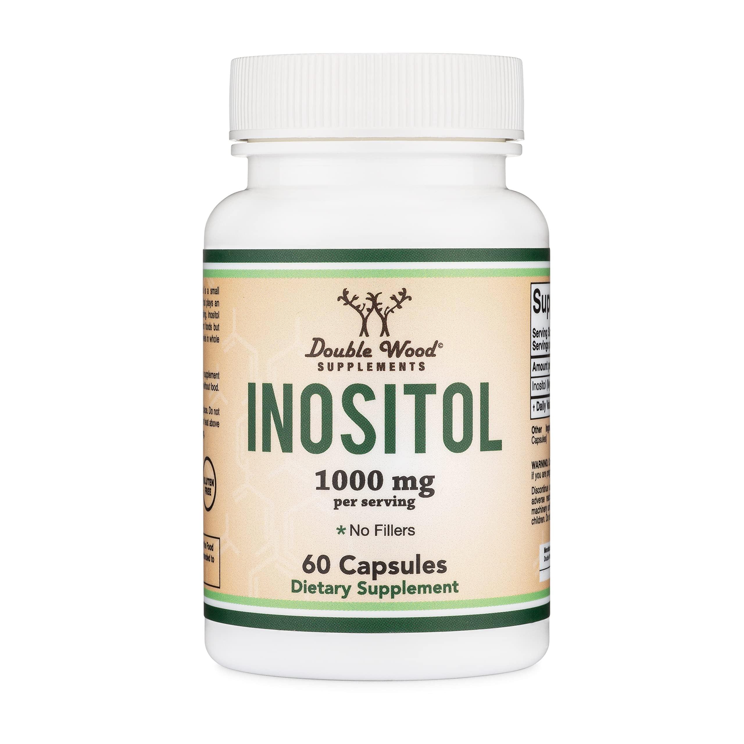 Double Wood Supplements Inositol Capsules (Myo Inositol) 1000mg Health Support for Women (60 Count)(No Fillers, Vegan Safe, Gluten Free) by Double Wood