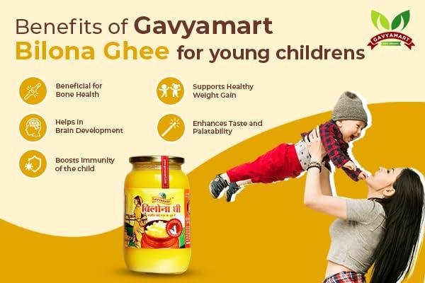GAVYAMART Gavyamart Ghee in Pantry 100% Pure Kankrej A2 Cow Desi Ghee Non GMO - Made Using Traditional Bilona Method Ghee 1 Litre - Glass Ghee jar Pack - A2 Ghee Cow Organic 1000ml