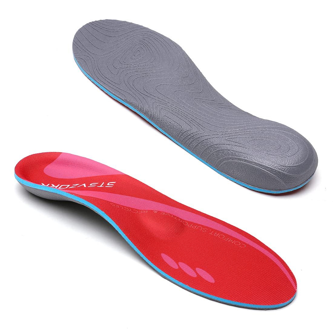 STSVZORR STSVZORR Plantar Fasciitis Relief Metatarsal Pain Arch Support Inserts Flat Foot Orthotic Insoles Sports Running Hiking Shock Absorb Men Women Long Time Standing, Size 7