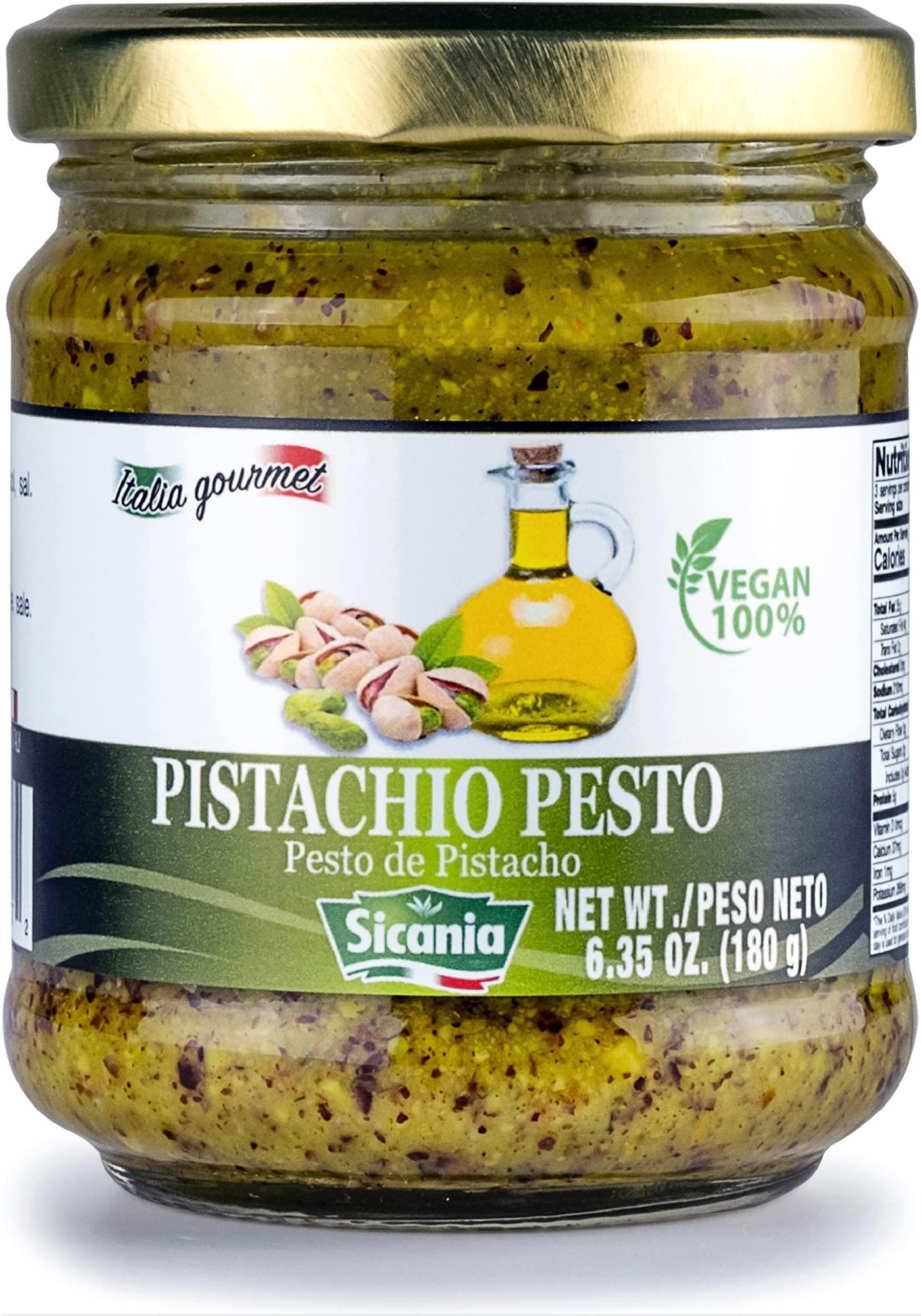 SICANIA SICANIA Pistachio Pesto Sauce, Savor the Taste of Sicily with Our Healthy, Palm Oil-Free Recipe - Ready-to-Eat, 6.35 oz (180Gr)