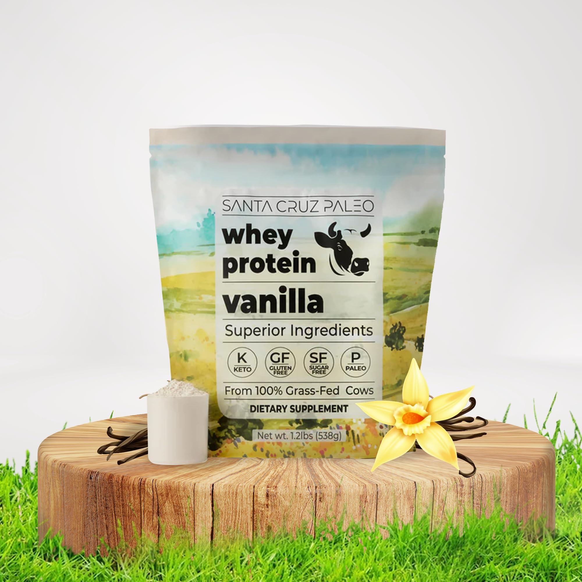 Santa Cruz Paleo Santa Cruz Paleo Whey Protein Powder, Vanilla, 20g Grass Fed Whey Protein Isolate Per Serving, Gluten Free, Keto, Sugar Free, Paleo, Natural, Post Workout Muscle Support, 20 Servings, 1.2lb Bag