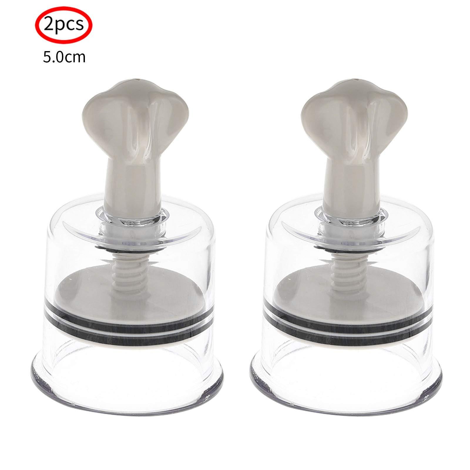JEATHA JEATHA 2Pcs Vacuum Suction Cup Rotating Twist Nipple Suckers Body Breast Massager Cup Cupping Toy for Adults Breast Pump White 5.0cm