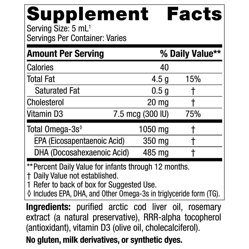 Nordic Naturals Nordic Naturals Babys DHA, Unflavored - 4 oz - 1050 mg Omega-3 + 300 IU Vitamin D3 - Supports Brain, Vision & Nervous System Development in Babies - Non-GMO - Servings May Vary