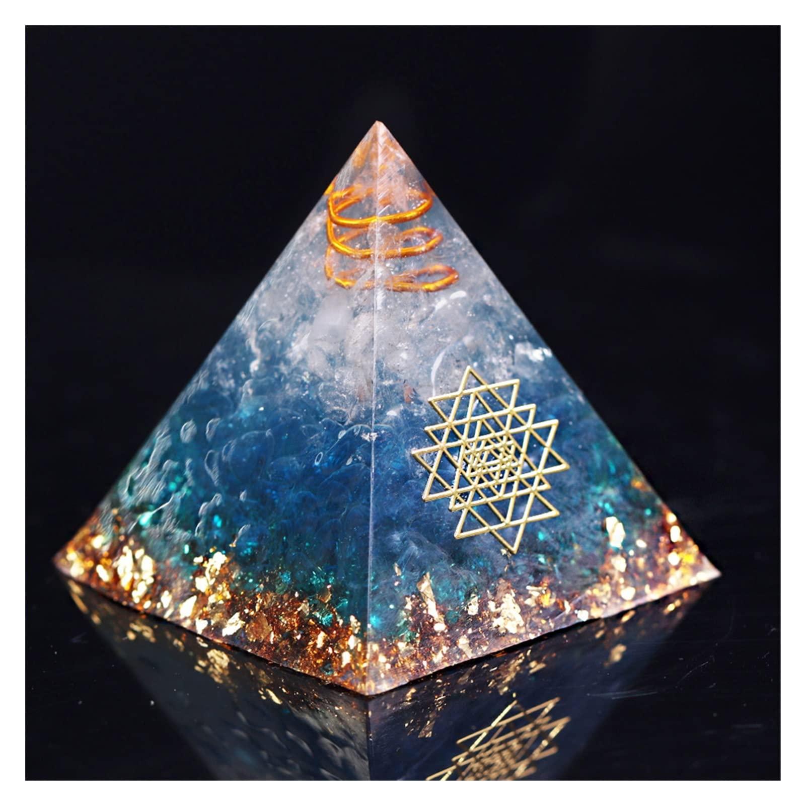 LABDIP LABDIP Home Decoration Natural Pyramid Blue Glass Gravel Crystals Reiki Pyramids Fengshui Home Decor Full of Texture (Size : 5CM)