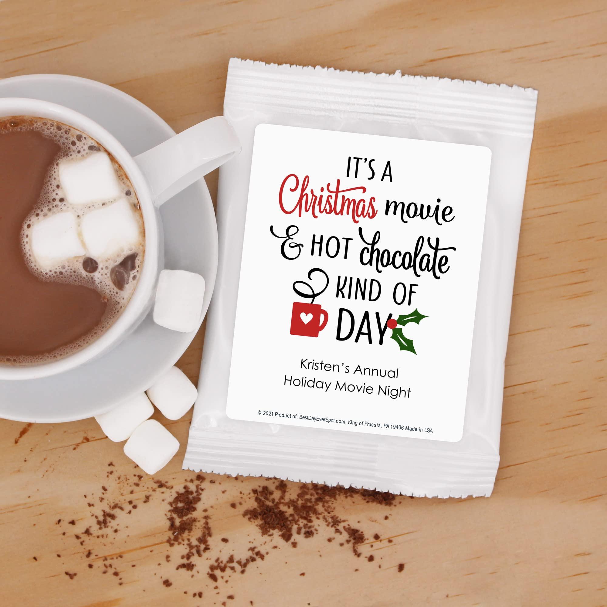 Best Day Ever Spot Christmas Hot Chocolate, Hot Chocolate Bar, Personalized Cocoa Favors, Holiday Hot Chocolate, Christmas Movie Kind of Day (Set of 24)
