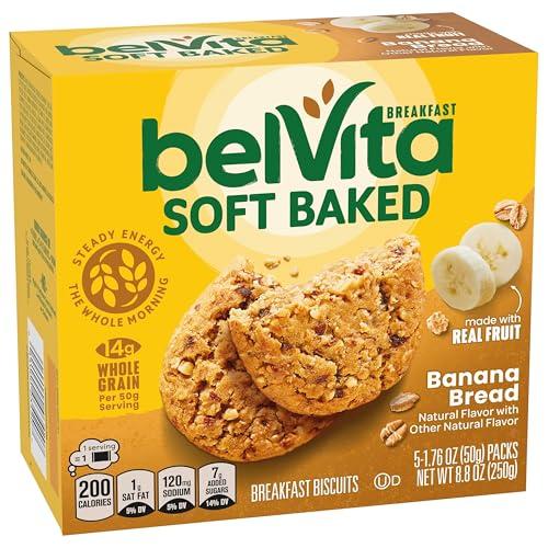 Belvita belVita Soft Baked Banana Bread Breakfast Biscuits, Chewy Breakfast Bars, 6 Boxes of 5 Packs (1 Biscuit Per Pack)