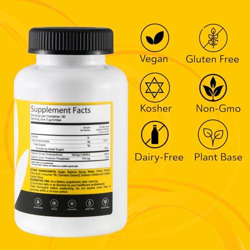 pure formulated pure formulated Chewable Calcium + Vitamin D3 Gummies Vegan Vitamin Supplements for Bones & Teeth Support, 1000 IU Gluten and Dairy Free - Kosher(60Gummies)