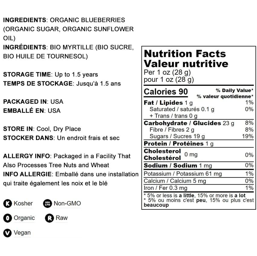 Food to Live Food to Live - Organic Dried Blueberries, 8 Pounds - Non-GMO, Whole Berries, Lightly Sweetened, and Coated with Sunflower Oil, Kosher, Vegan, Unsulfured, Bulk