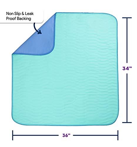 IMPROVIA IMPROVIA® Washable Underpads, 34" x 36" (Pack of 6) - Heavy Absorbency Reusable Incontinence Pads for Kids, Adults, Elderly, and Pets - Waterproof Protective Pad for Bed, Couch, Sofa, Furniture, Floor