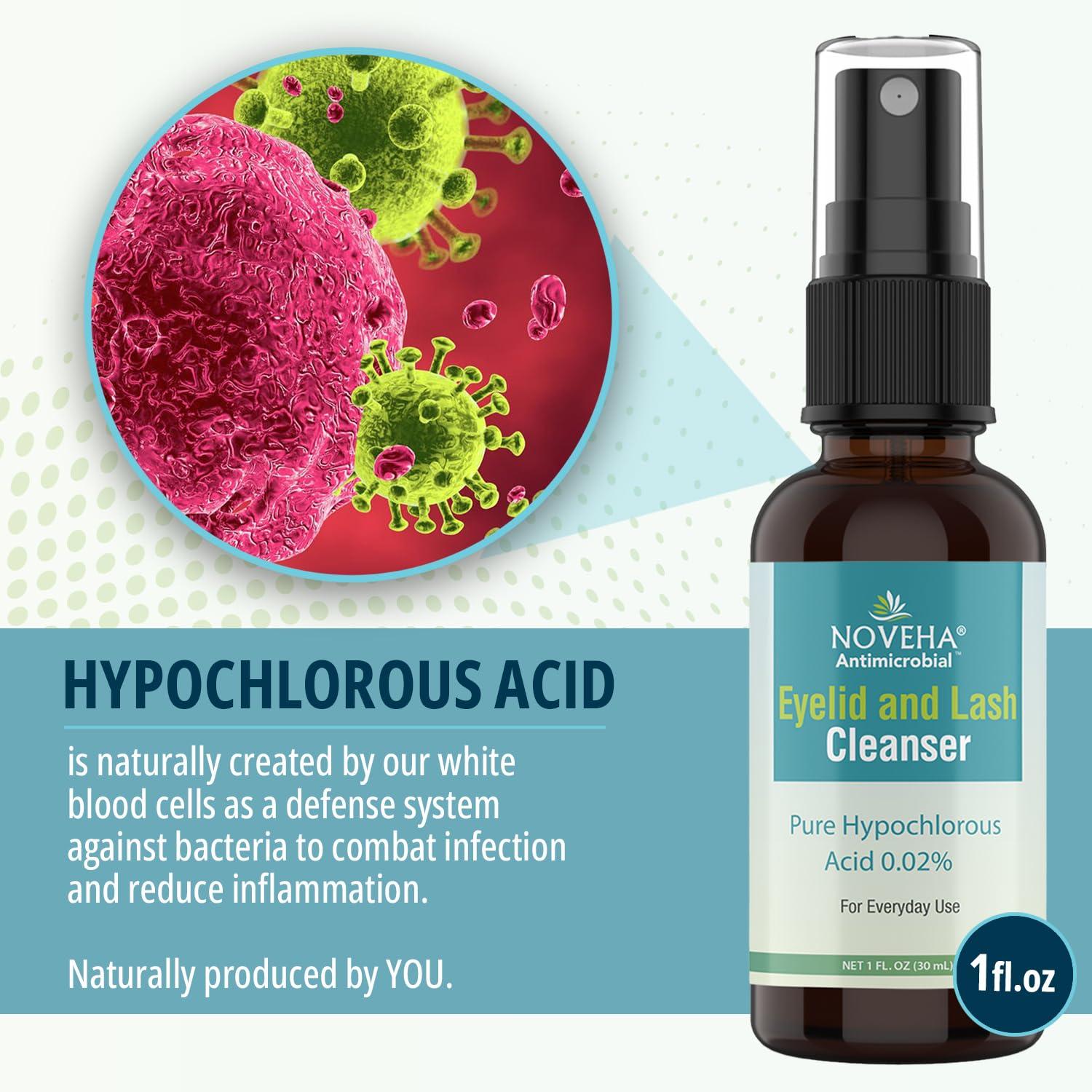 NOVEHA NOVEHA Eyelid Cleanser | Stye Eye Treatment | Eye Lid Cleaning | Dry Eye Relief | Fast Acting Soothing Eyelid Cleansing Formula | Pure and Gentle Lash Hypochlorous Acid Eyelid Spray (1oz - 1 Pack)