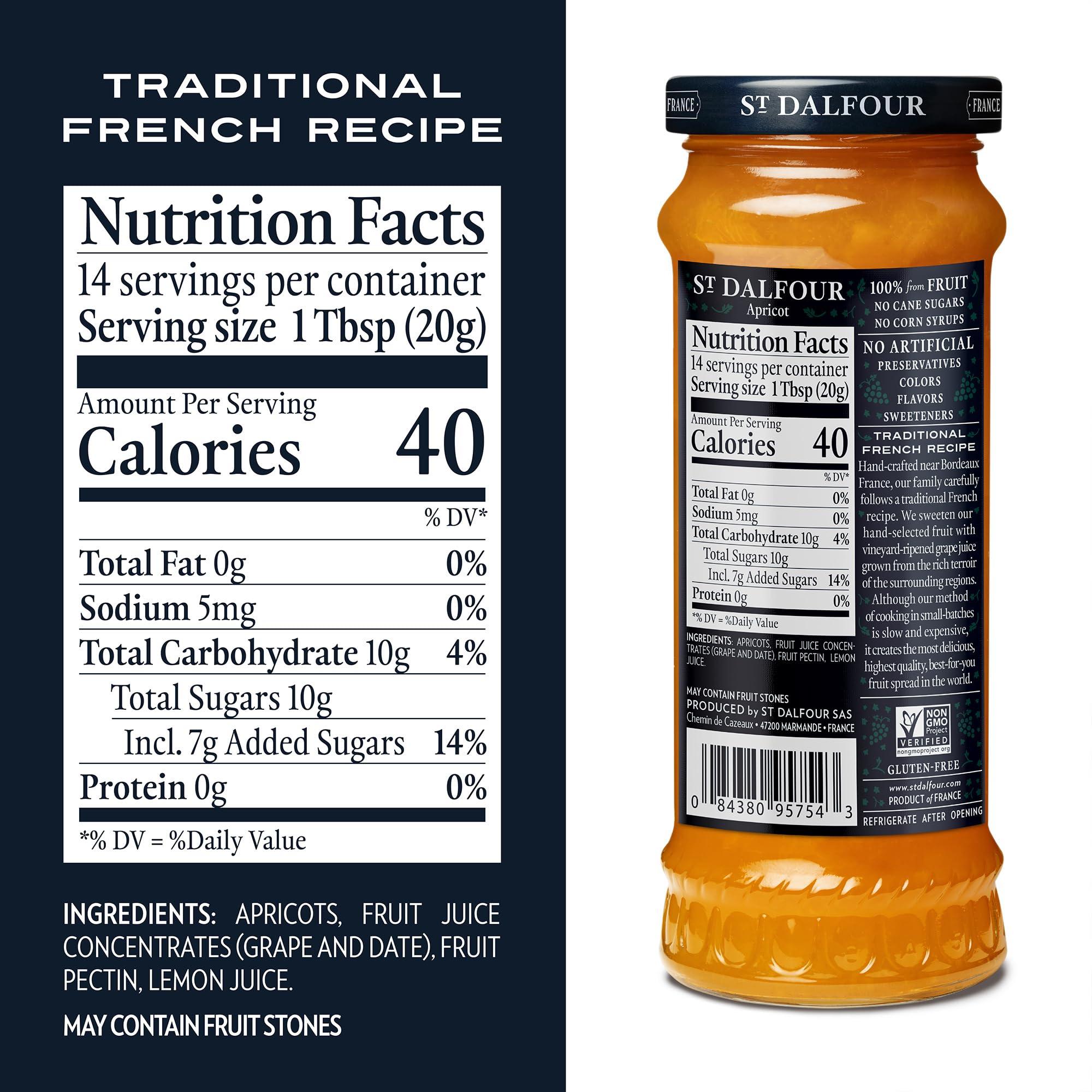 St. Dalfour St. Dalfour Apricot Fruit Spread - 10oz - 100% from Fruit, No Artificial Ingredients, Non GMO, No Cane Sugars, All Natural, Made in France
