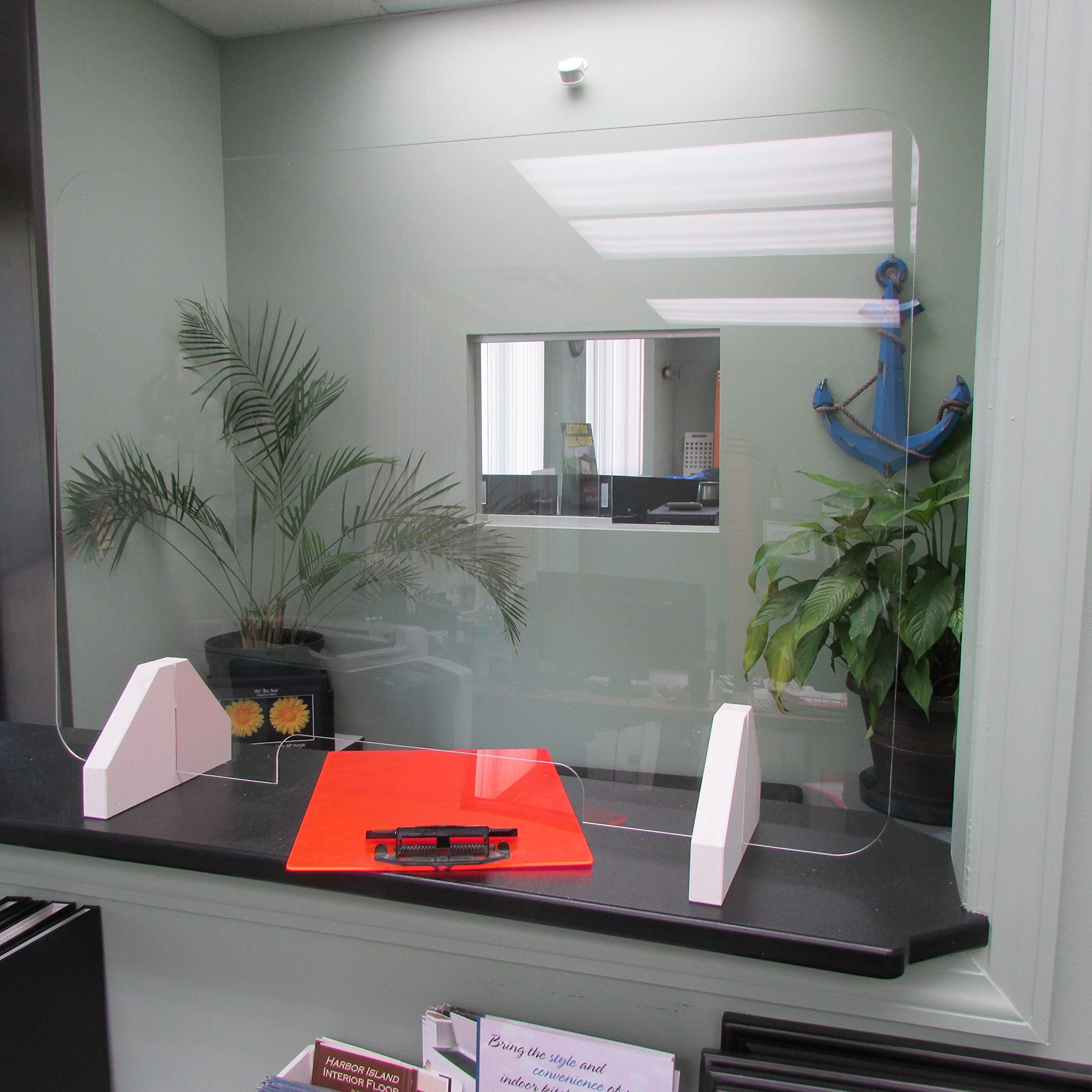 APF Marine Sneeze Guard 24 x 32 Clear Acrylic Plexiglass Food Shield Protective Screen, Transaction Window for Employers, Workers, Customers, Barrier - Made in USA