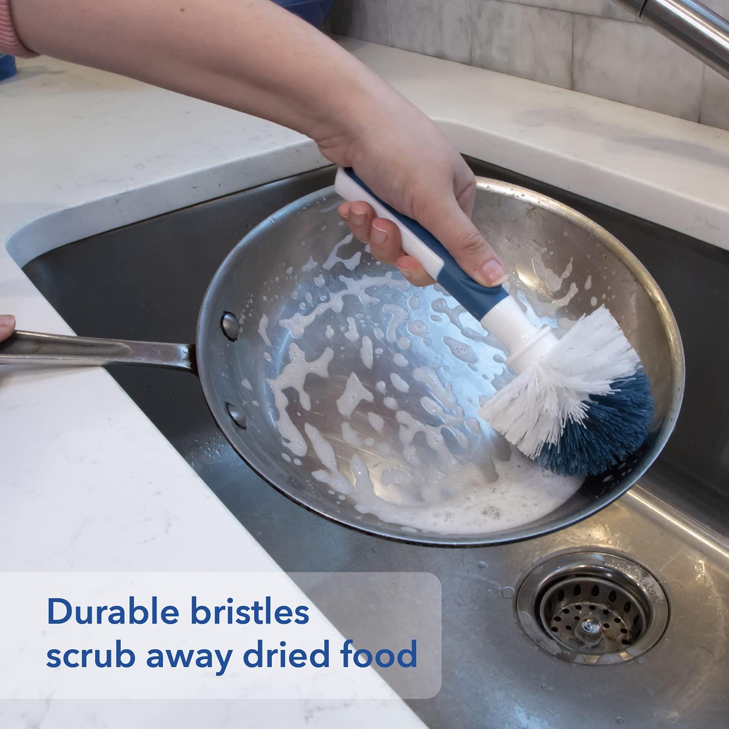 Unger Unger Sink & Dish Scrub Brush Kitchen Scrub Brush, Dish Washing Scrubber, Small Cleaning Brush, Kitchen Cleaning Supplies, Non-Scratch Bristles, Glassware, Pots, Pans, Tumblers, Drains & Disposals