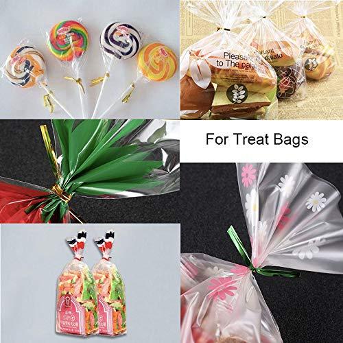 Leline\'s Leline\'s Metallic Twist Ties 1600pcs, 800 Pieces 6 inches Foil Twist Ties and 800 Pieces 4 inches Bag Ties, Assorted 6 Colors Cable Tie for Candy Bag, Cello Treat Bag