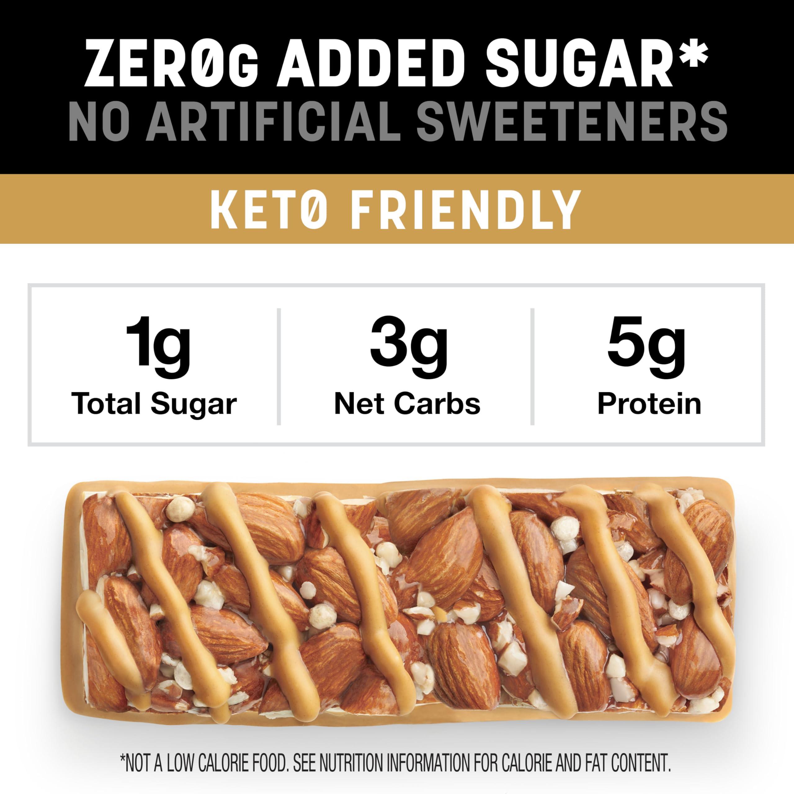 KIND KIND ZERO Added Sugar Bars, Keto Snack, Caramel Almond and Sea Salt, Good Source of Fiber, Gluten Free, Low Sugar, 5g Protein, 30 Count