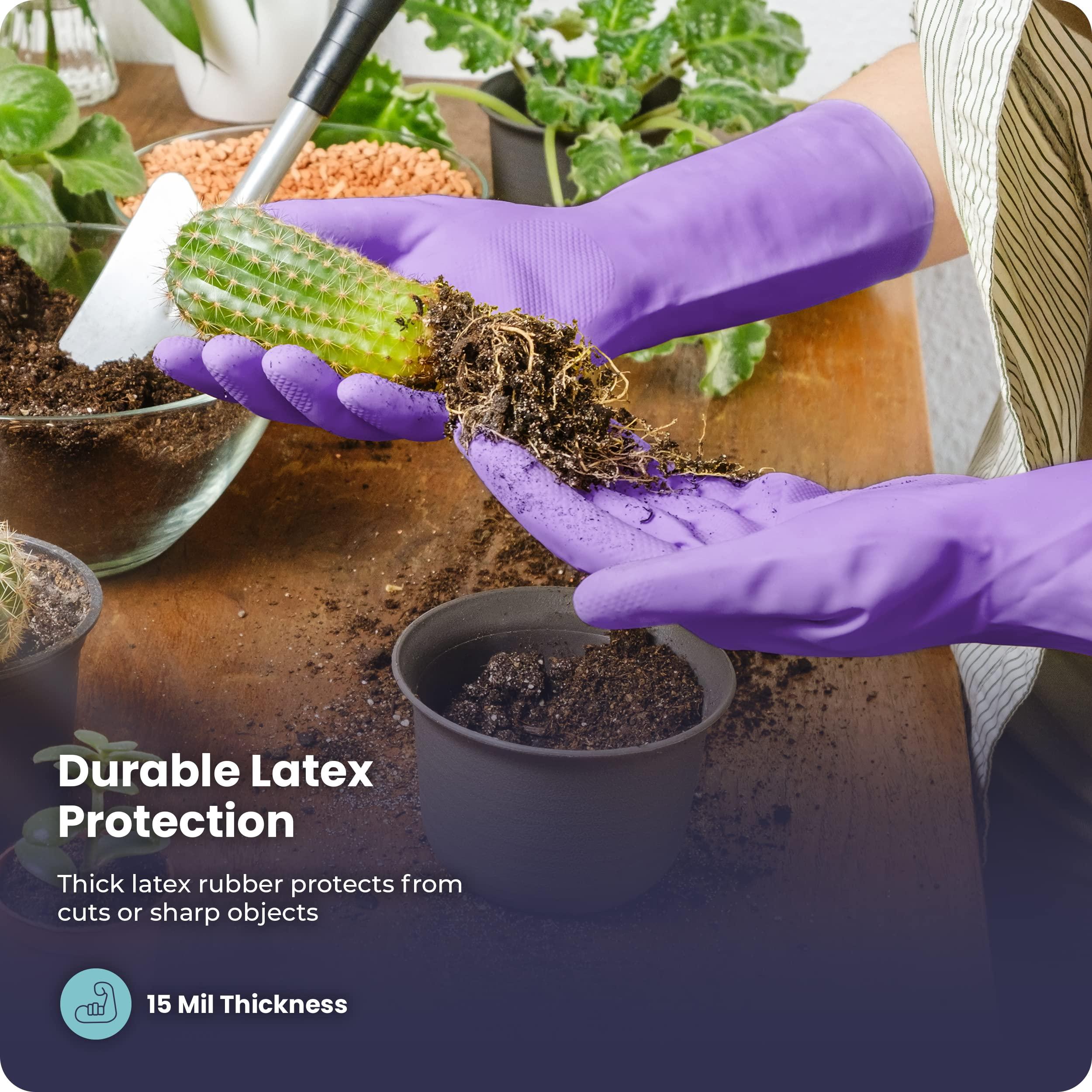 FMP Brands FMP Brands Cleaning Gloves, 6 Pairs Rubber Gloves for Washing Dishes, Non-Slip Dishwashing Gloves, Waterproof Reusable Latex Dish Gloves for Kitchen, Bathroom, Household, Gardening (Medium, Purple)