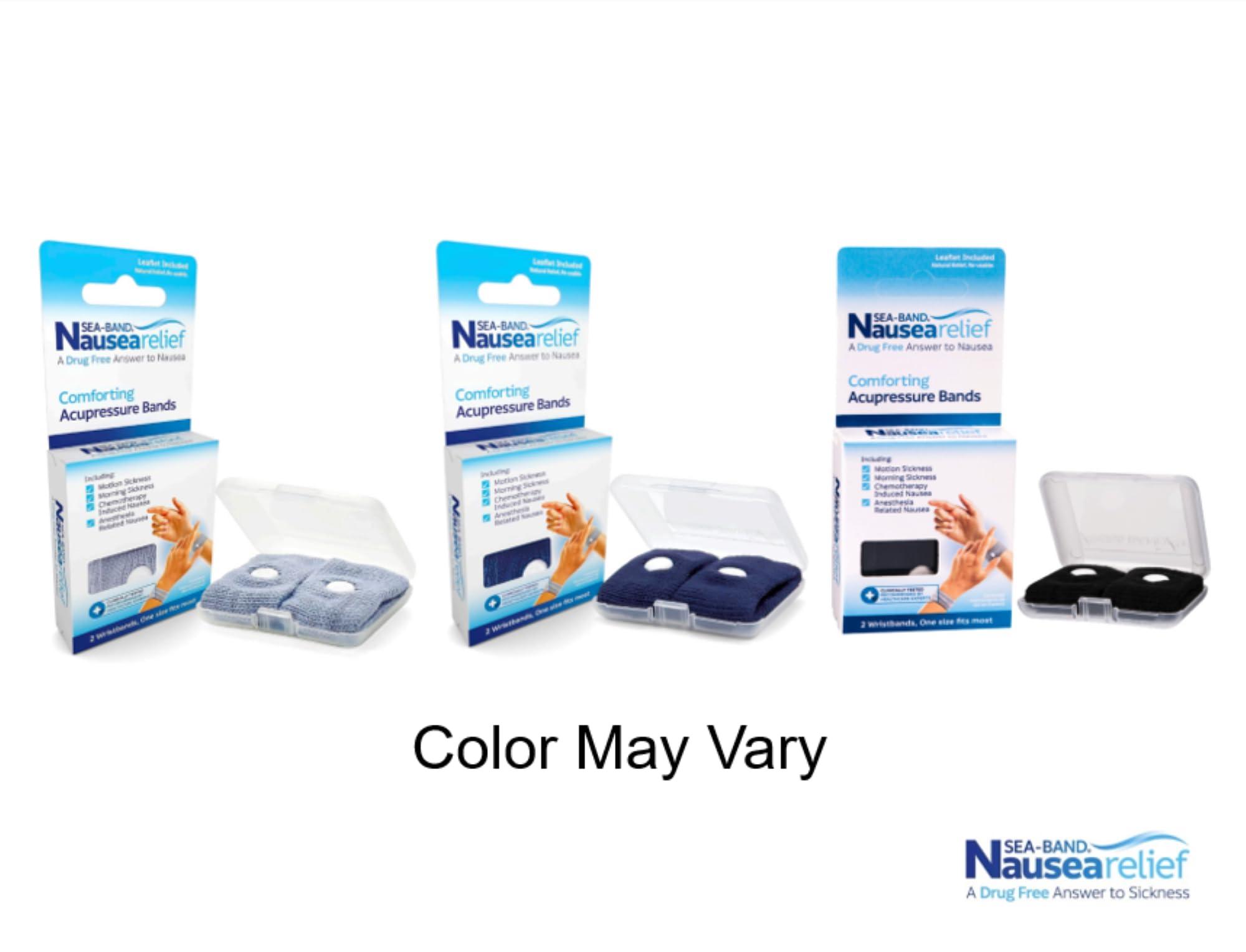 Sea-Band Sea-Band Anti-Nausea Acupressure Wristbands for Motion & Morning Sickness, 1 Pair Pink, 1 Pair Gray