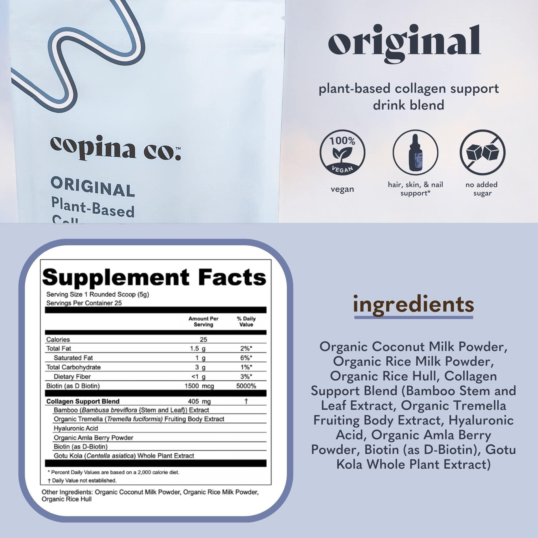 Copina Co. Copina Co Original Vegan Collagen Booster Creamer Mix: Plant Based Collagen Support Smoothie Drink Vegan Creamy Blend | Original Flavor | 3 Bags - 25 Servings per Bag